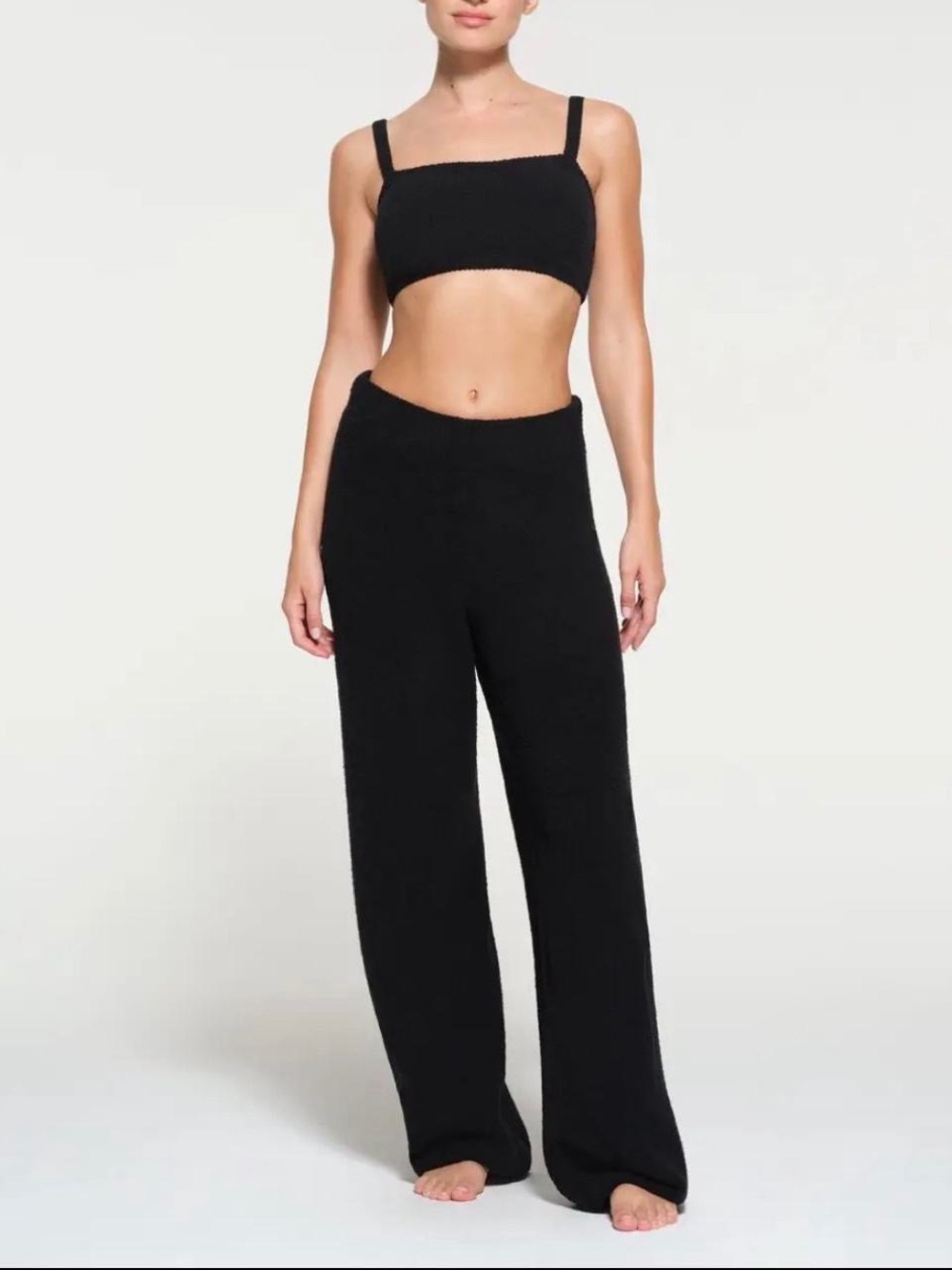 Black Wide-Leg Knit Pants